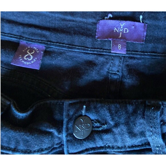 NYDJ Black Straight Leg Jeans Beaded Back Pockets- Size 8 EUC - Picture 4 of 7